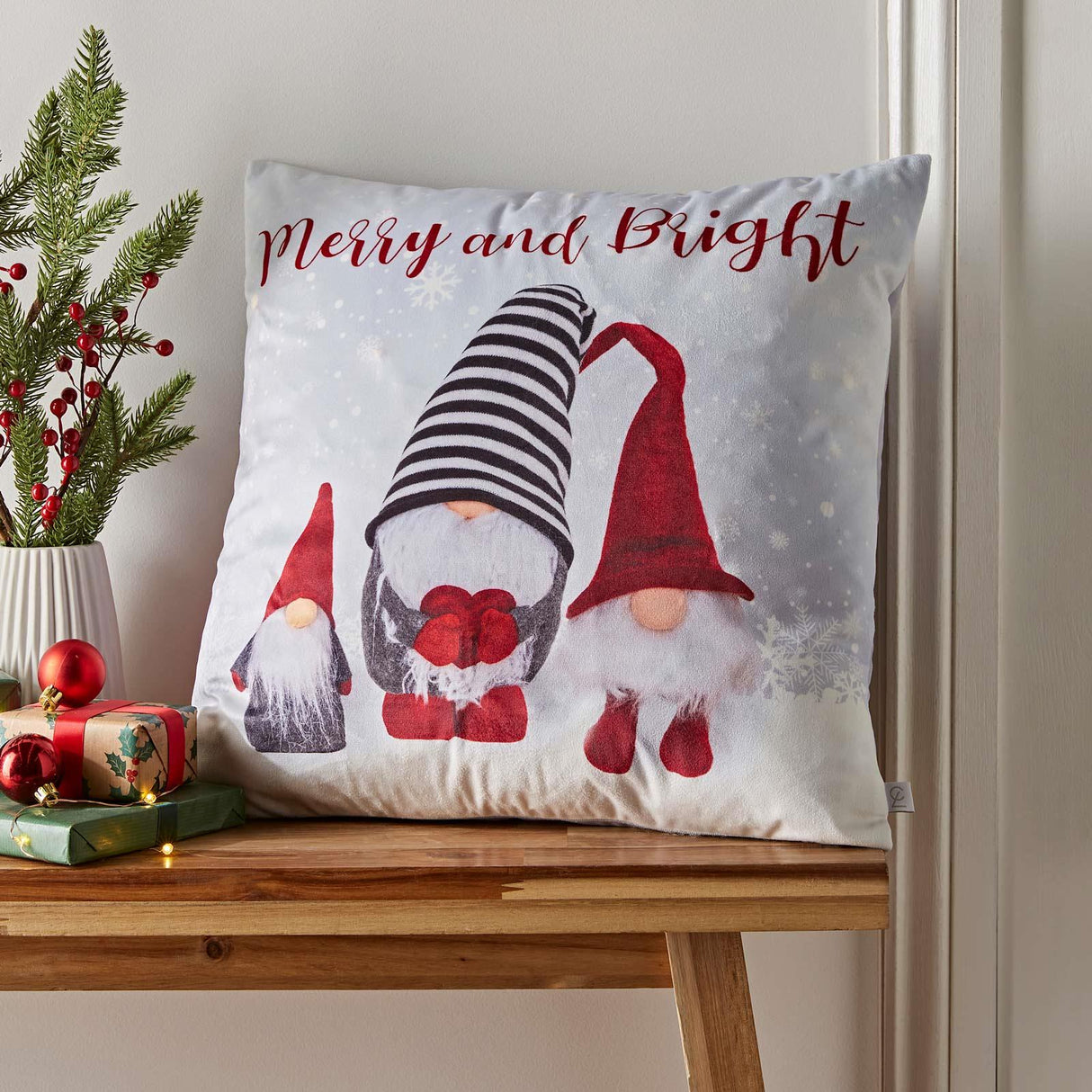 Catherine Lansfield Merry & Bright Gonks Light Up Christmas Filled Cushion 2