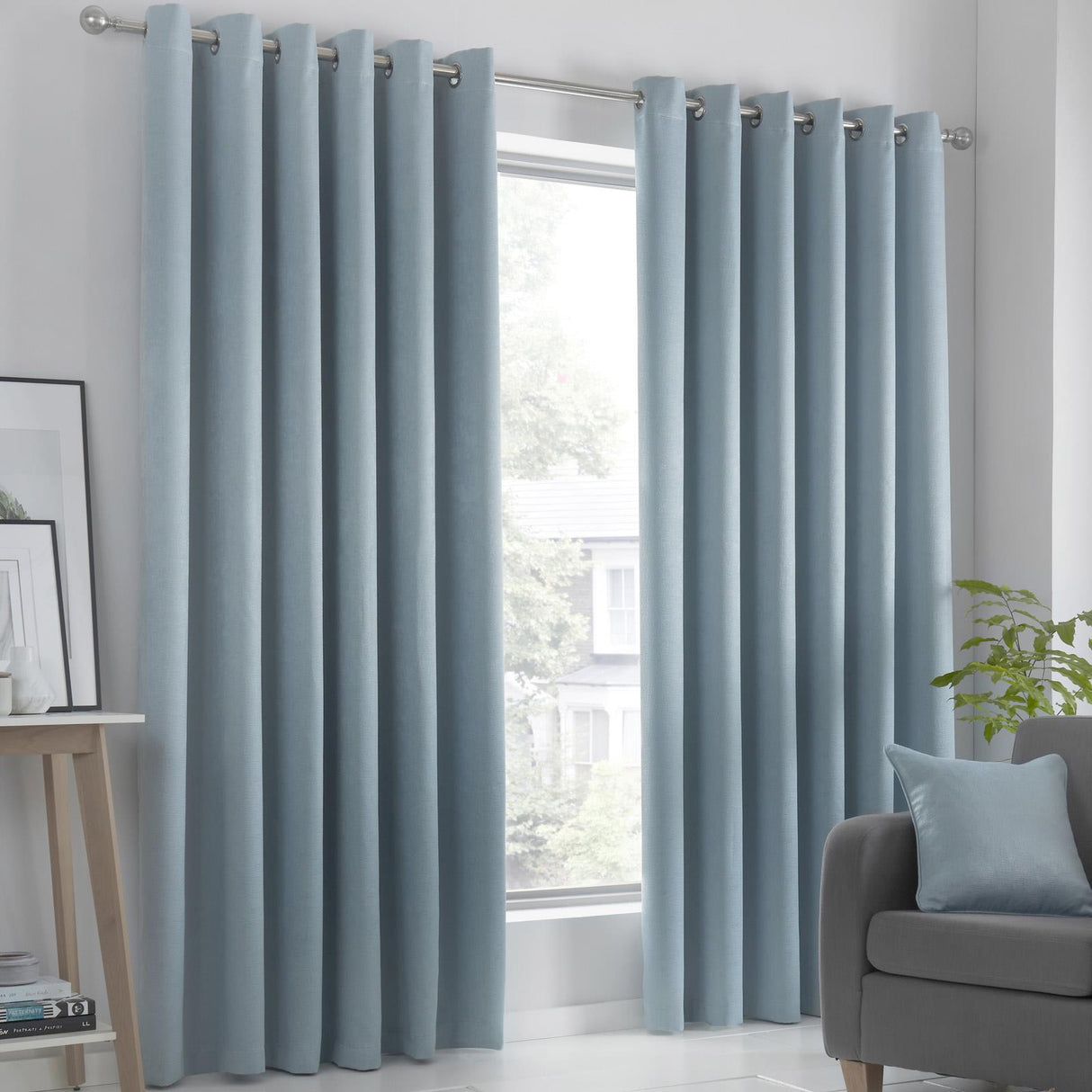 Strata Dim Out Woven Thermal Eyelet Curtains by Fusion