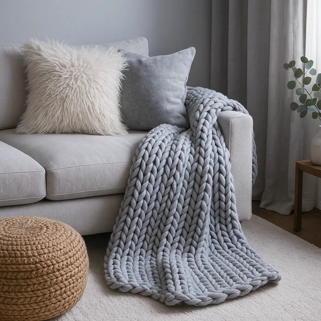 Cable Knit Throw Blanket 127cm x 152cm by Rapport Home 3