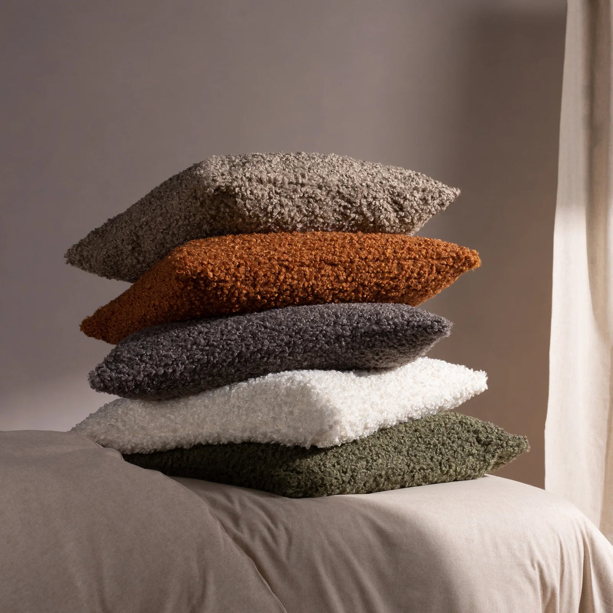 Cabu Textured Boucle Khaki Cushion Cover 45cm x 45cm - additional product view 7