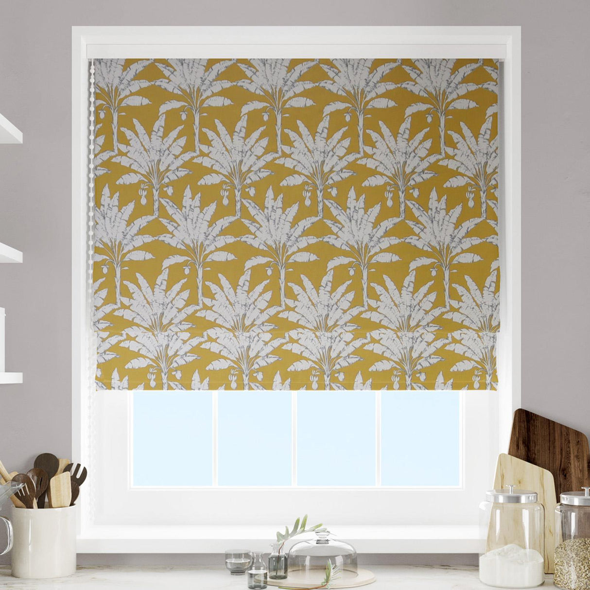 Palm House Ochre Made To Measure Roman Blind by Style Furnishings