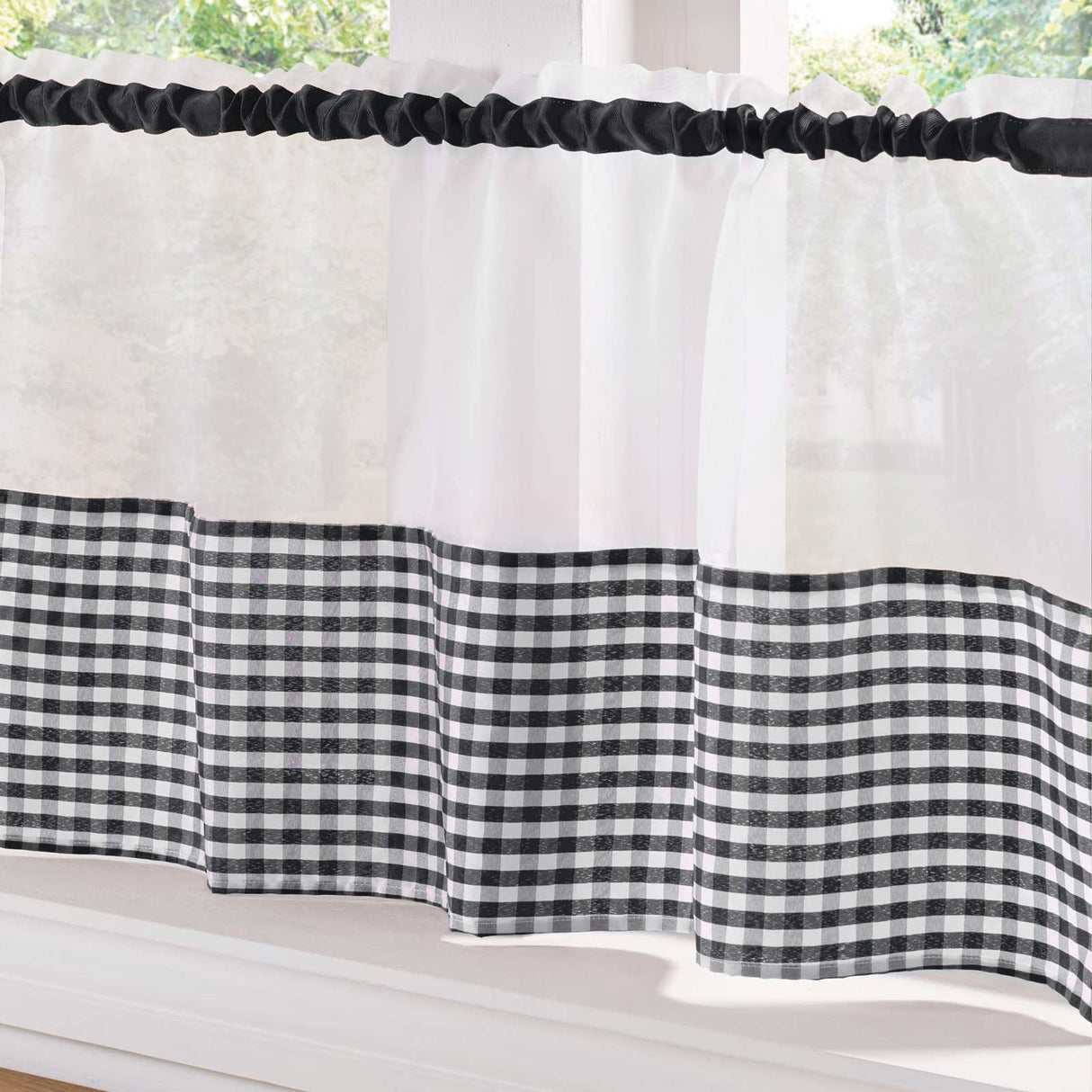 Gingham Voile Curtain Café Panel by Alan Symonds
