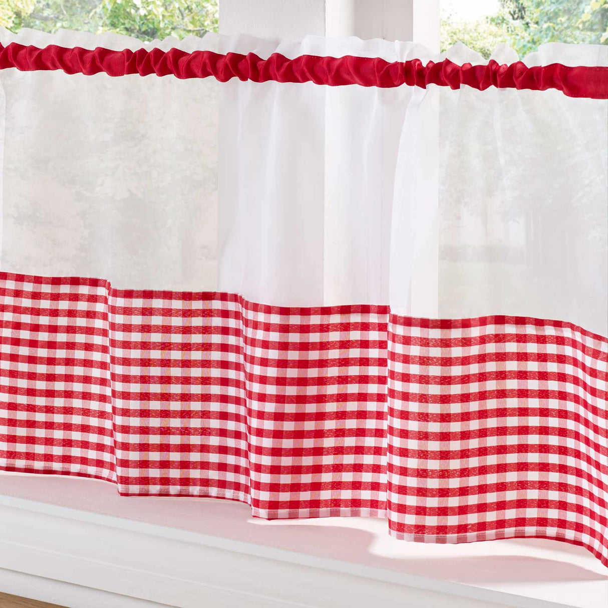 Gingham Voile Curtain Café Panel by Alan Symonds