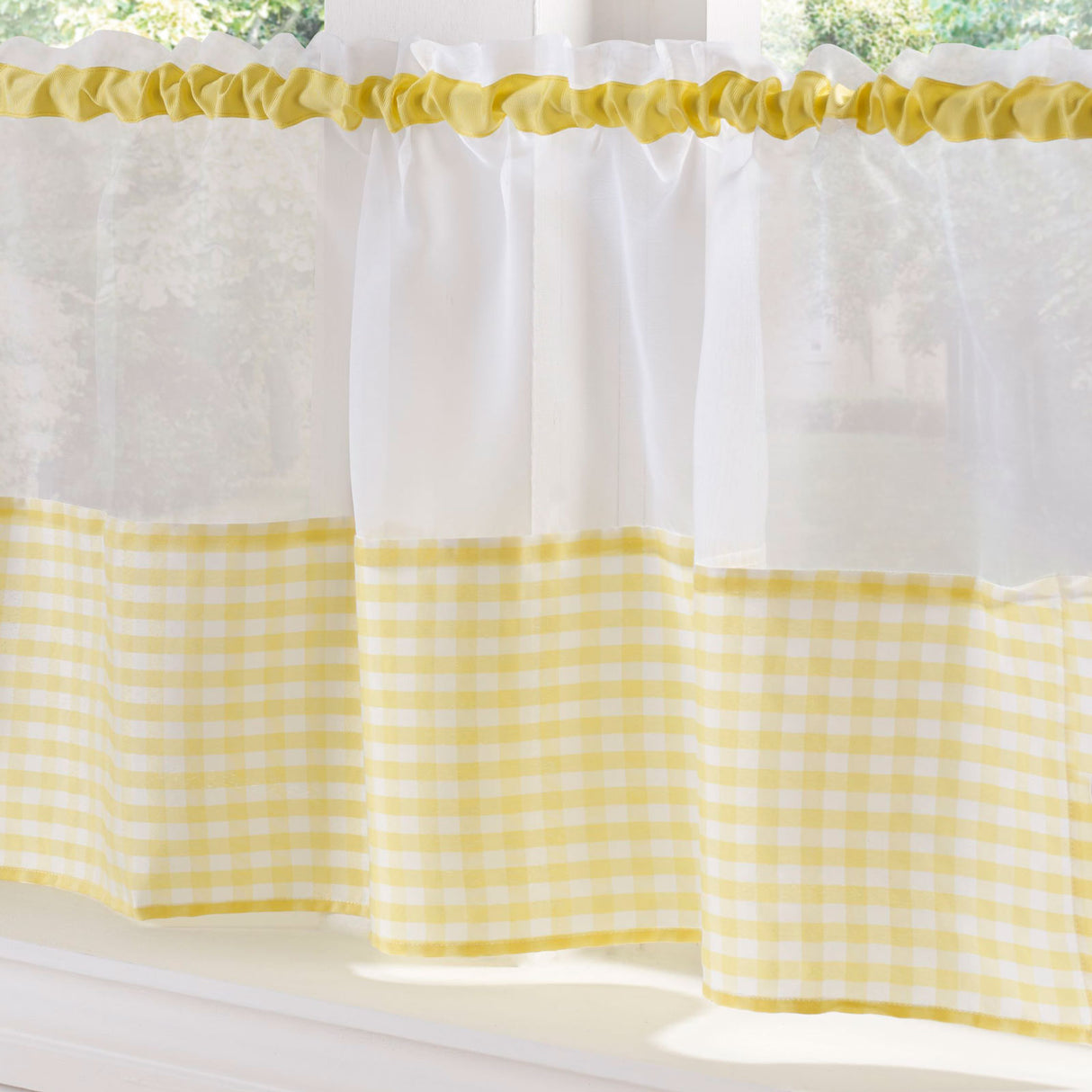 Gingham Voile Curtain Café Panel by Alan Symonds