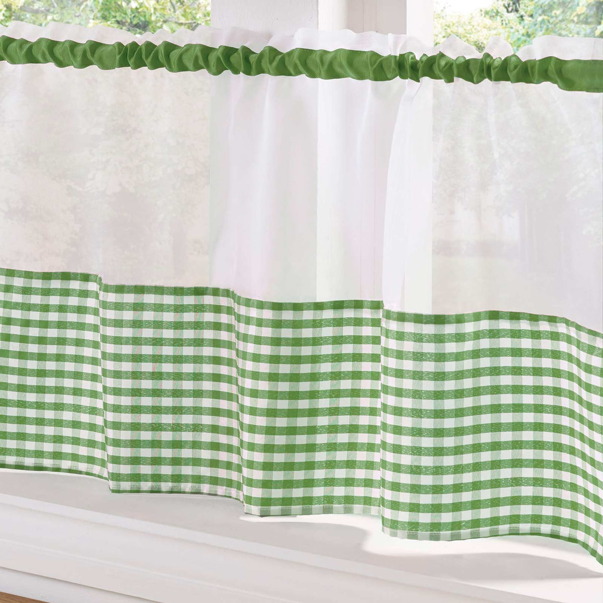 Gingham Voile Curtain Café Panel by Alan Symonds