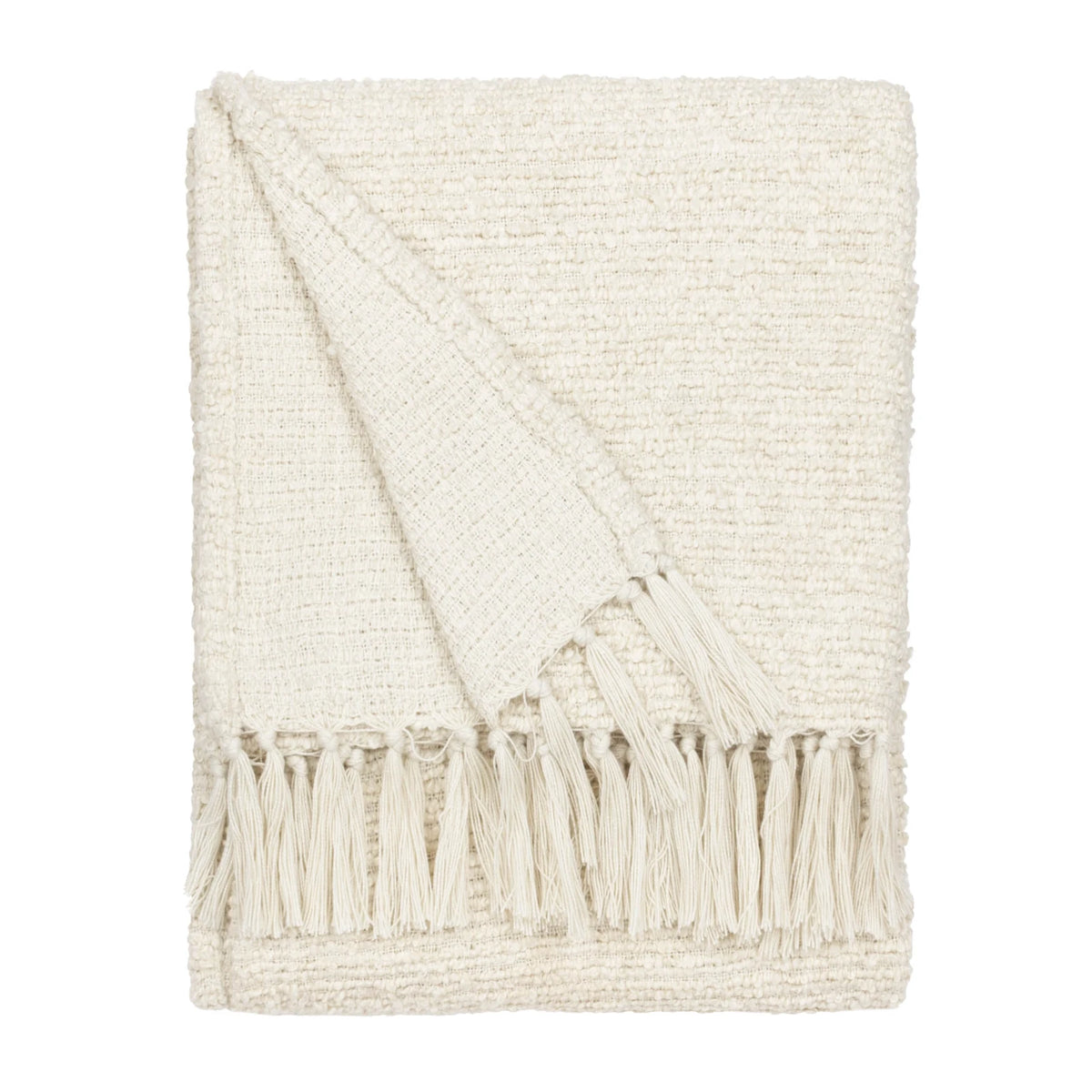 Candar Boucle Woven Tasselled Ecru Throw Blanket 130cm x 170cm - additional product view 2