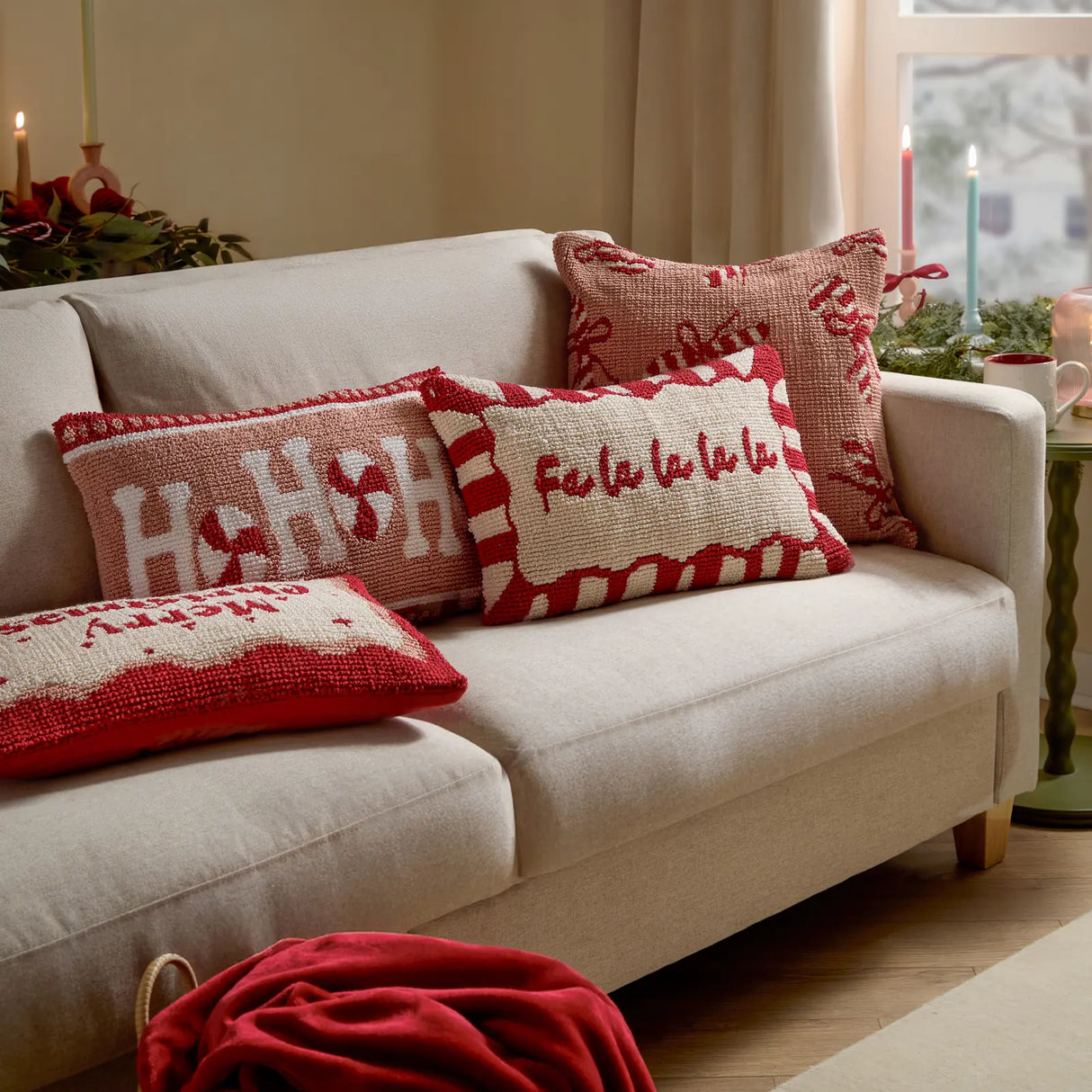 Candy Ho Ho Ho Tufted Cushion Cover Pink/Red 30 x 50cm - image 6