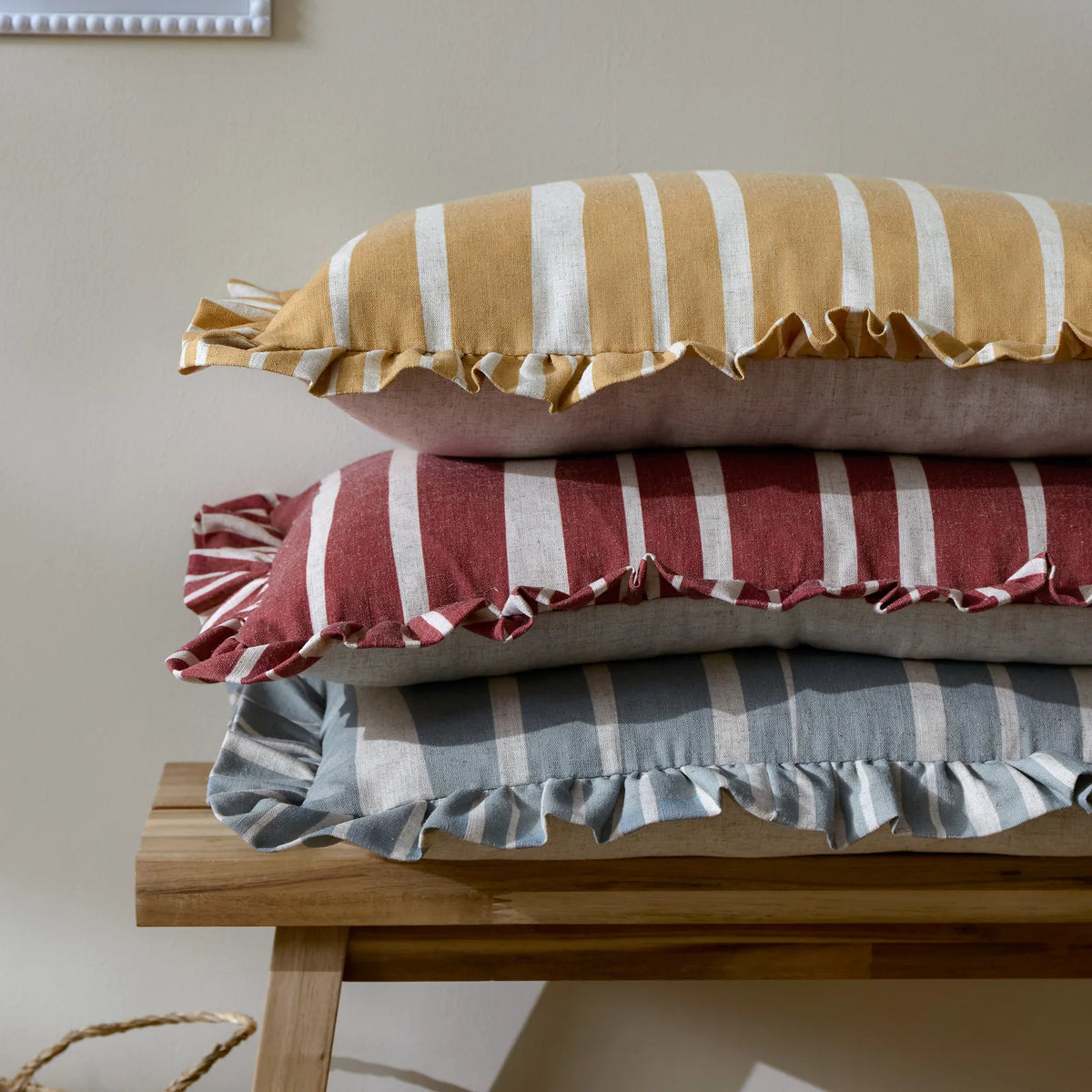 Carmon Stripe Linen / Ochre Cushion Cover or Filled Cushion 40cm x 60cm - additional product view 6