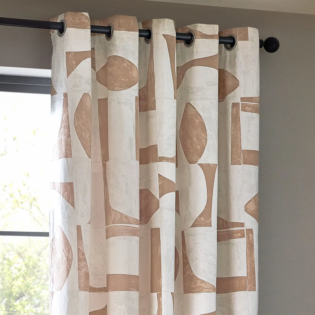Carro Abstract 100% Cotton Lined Eyelet Curtains Clay - image 4