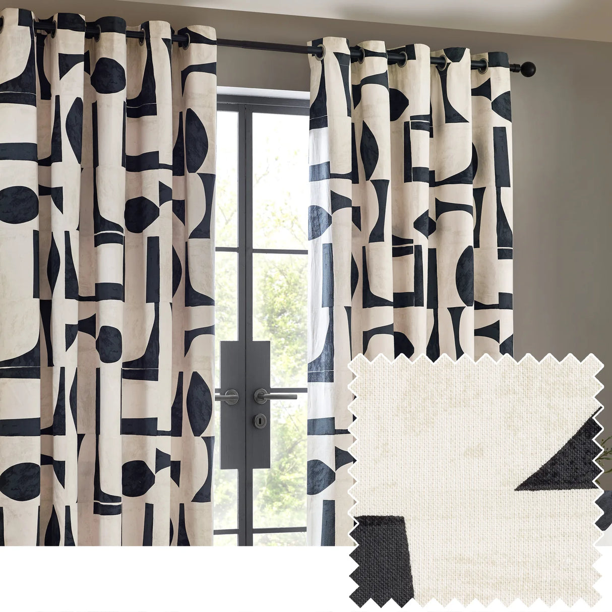 Carro Abstract 100% Cotton Lined Eyelet Curtains Dusk - image 2