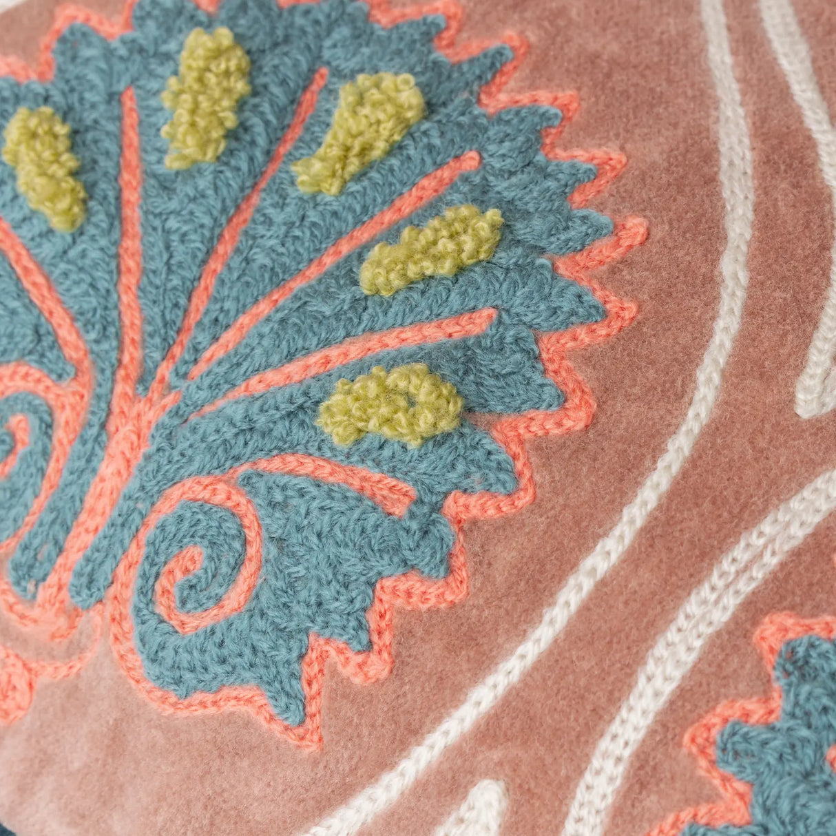 Casa Embroidered Cushion Cover Rose/French Blue 30 x 60cm - image 5