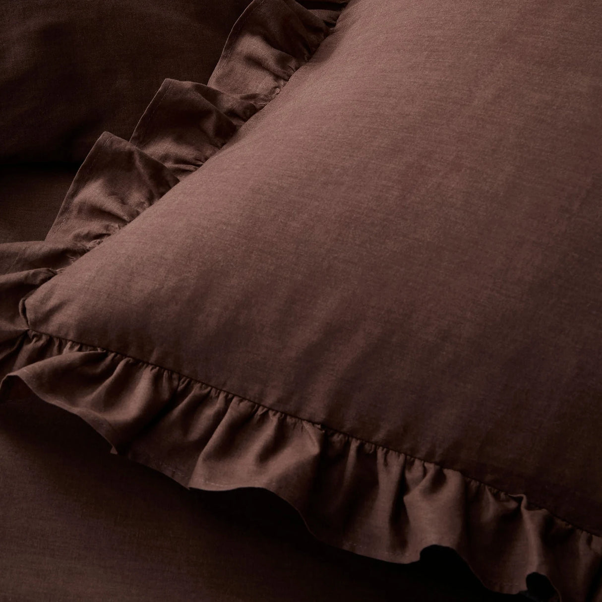 Cassia Frill Chocolate 100% Cotton Duvet Cover Set - product image 3