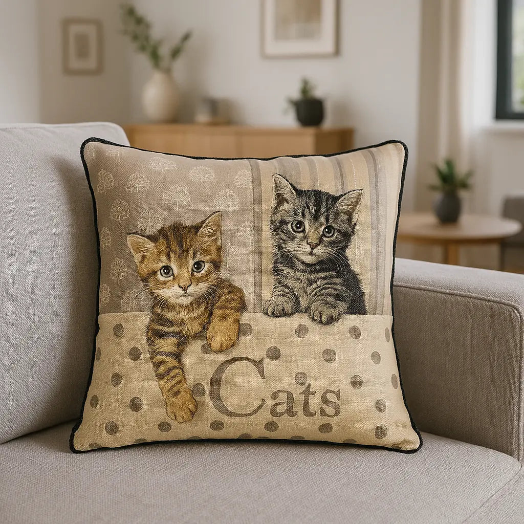Tapestry Velvet Cushion Cover 45cm x 45cm - Cats