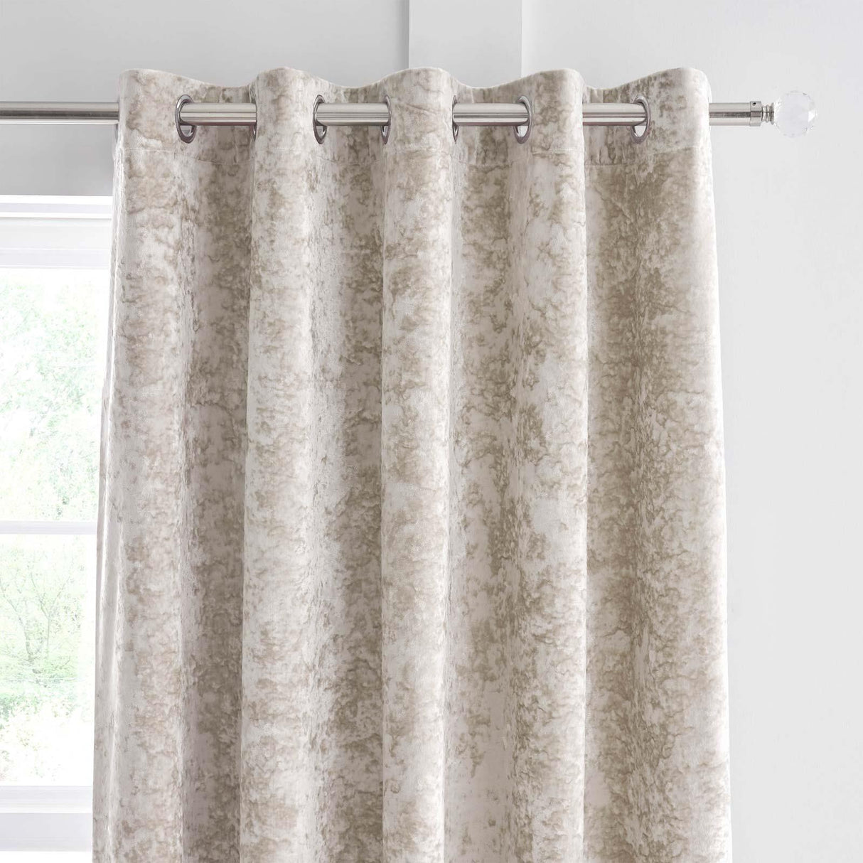 Crushed Velvet Lined Eyelet Curtains by Catherine Lansfield