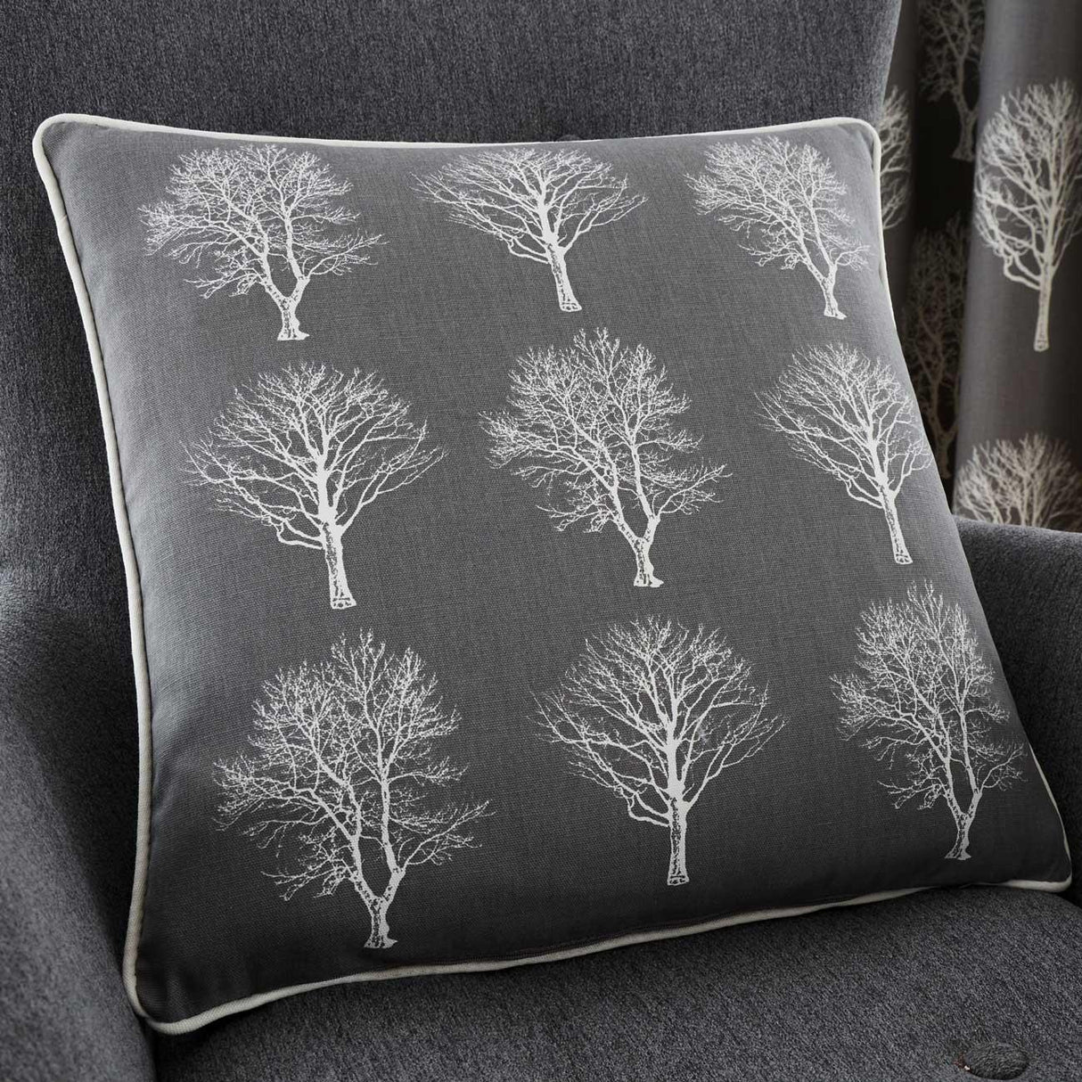 Fusion Woodland Trees Duck Egg Patterned Cushion Cover 43cm x 43cm 2