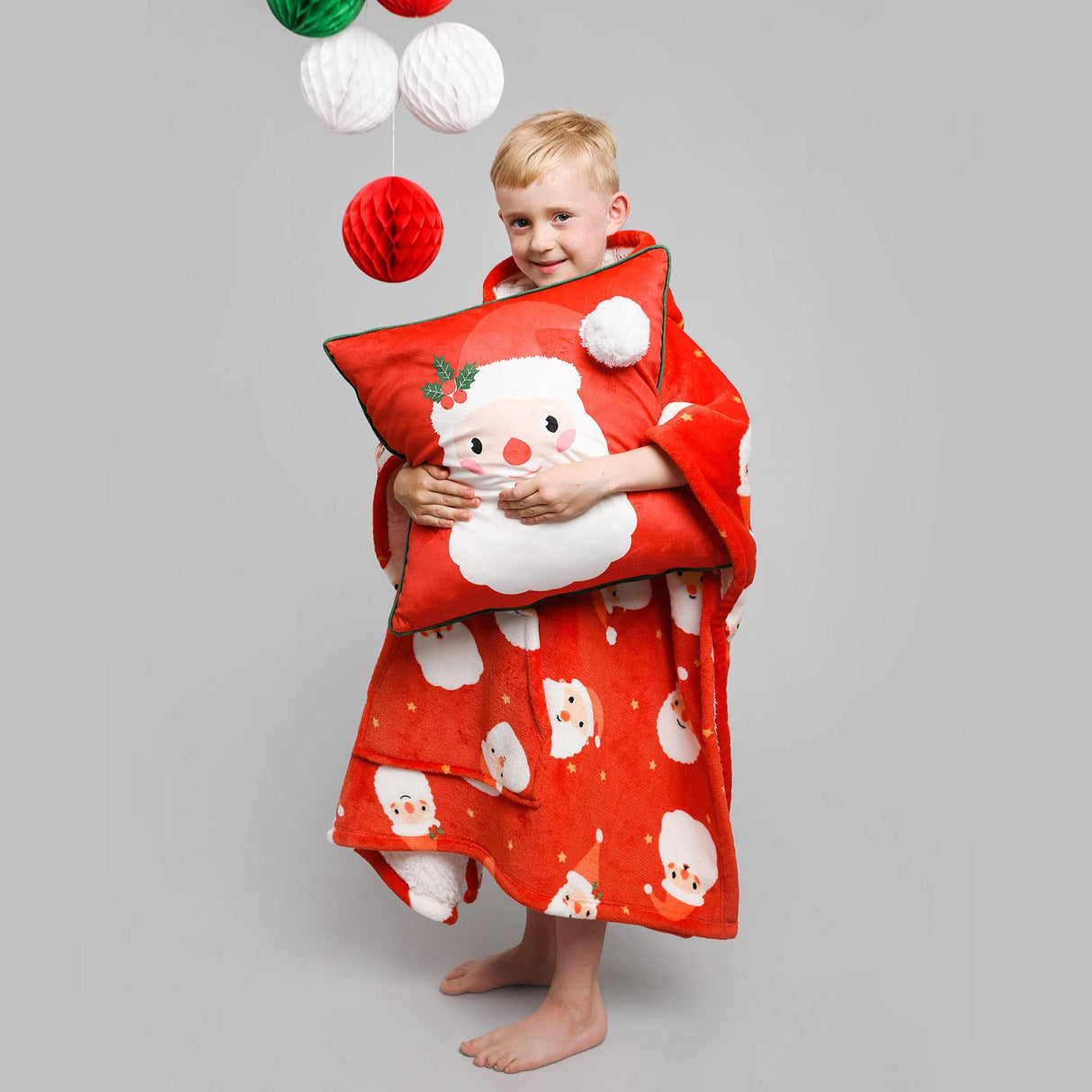 Bedlam Jolly Santa Sherpa Fleece Kids Christmas Poncho 2
