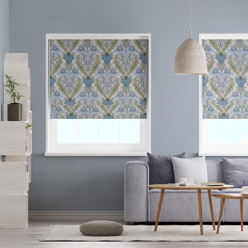 Acanthus Cornflower Made To Measure Roman Blind by Style Furnishings