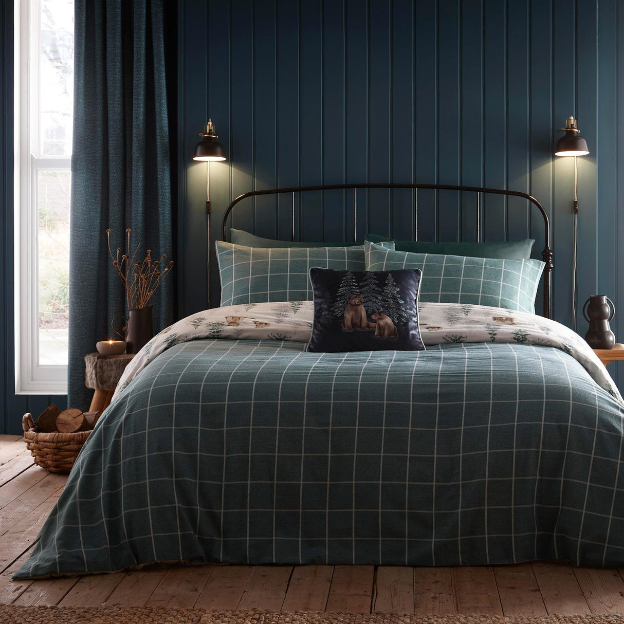 Bear Walks Brushed Cotton Duvet Cover Set