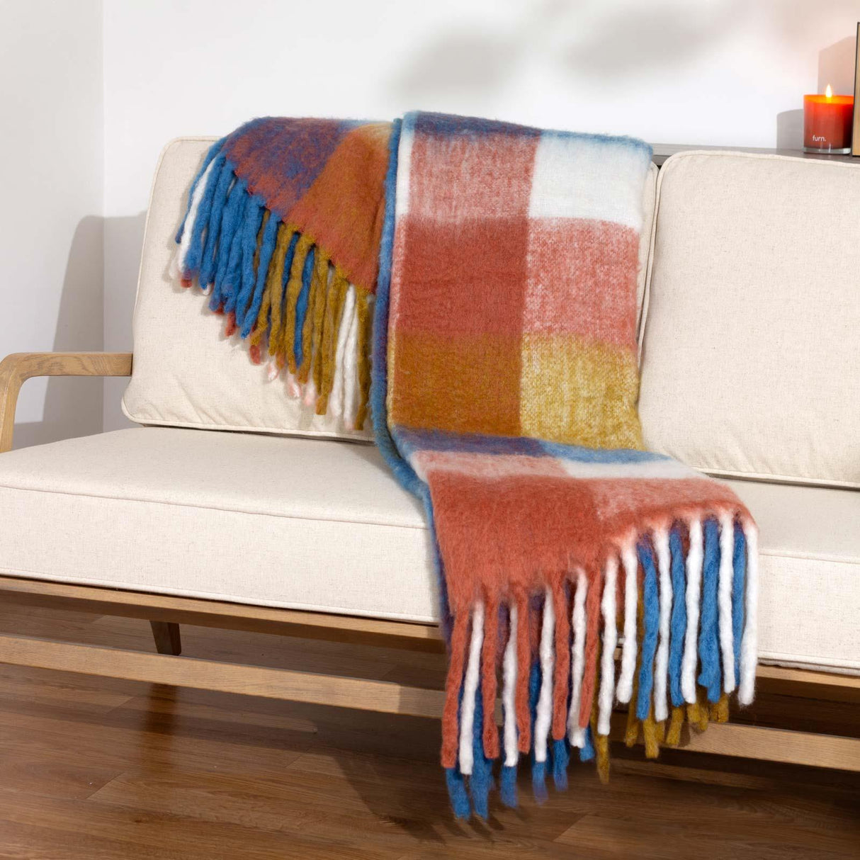 Alba Faux Mohair Check Throw by furn.