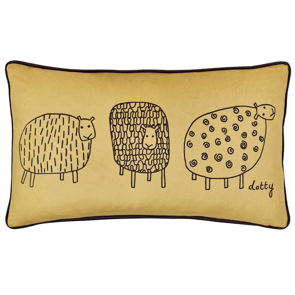 Fusion Dotty Sheep Filled Cushion Ochre 30cm x 50cm 5