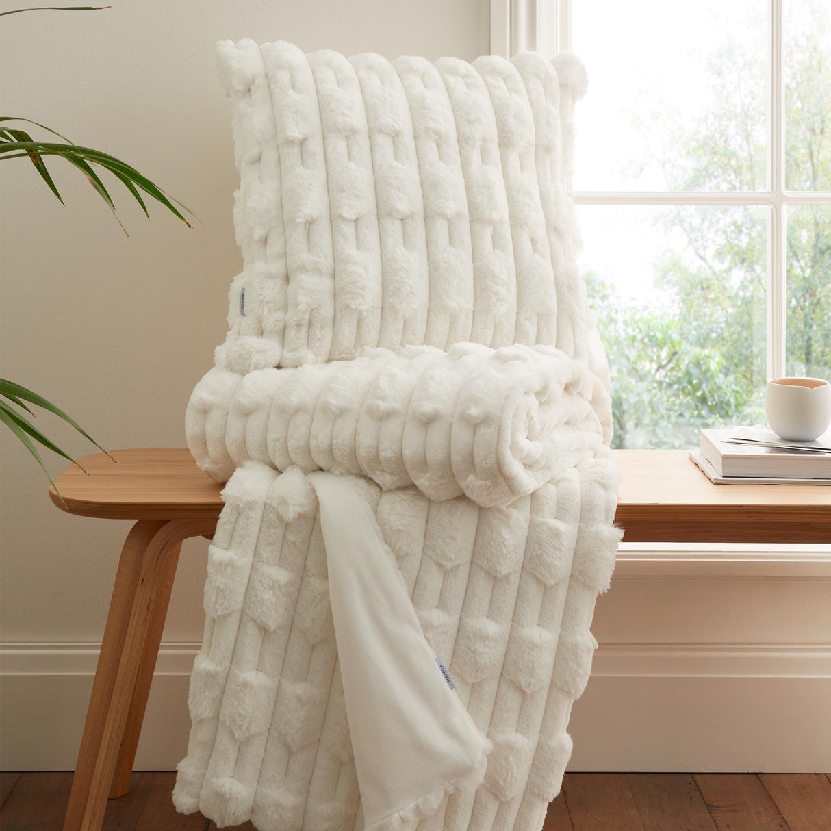 Bianca Carved Faux Fur Filled Cushion 50cm x 50cm 14
