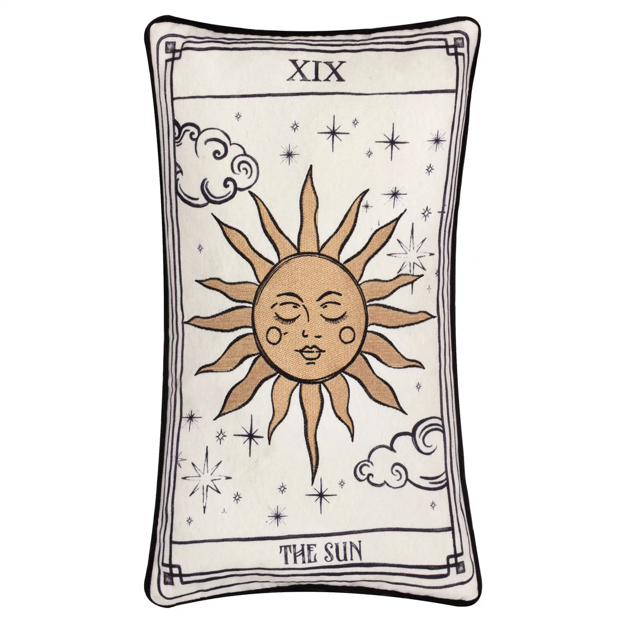 Celestial Stories Embroidered Velvet Cushion Cover Linen/Black 30 x 50cm - image 2