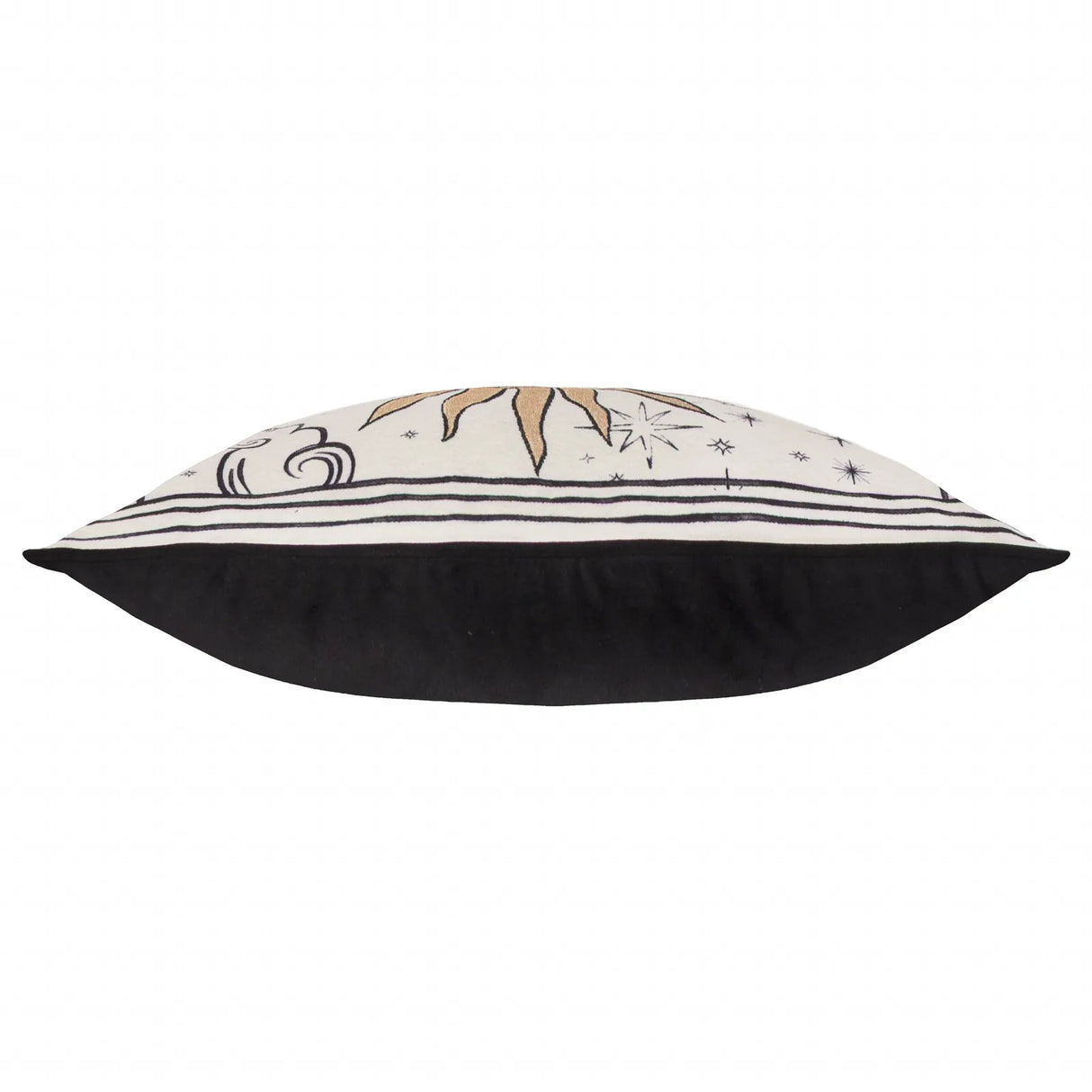 Celestial Stories Embroidered Velvet Cushion Cover Linen/Black 30 x 50cm - image 4