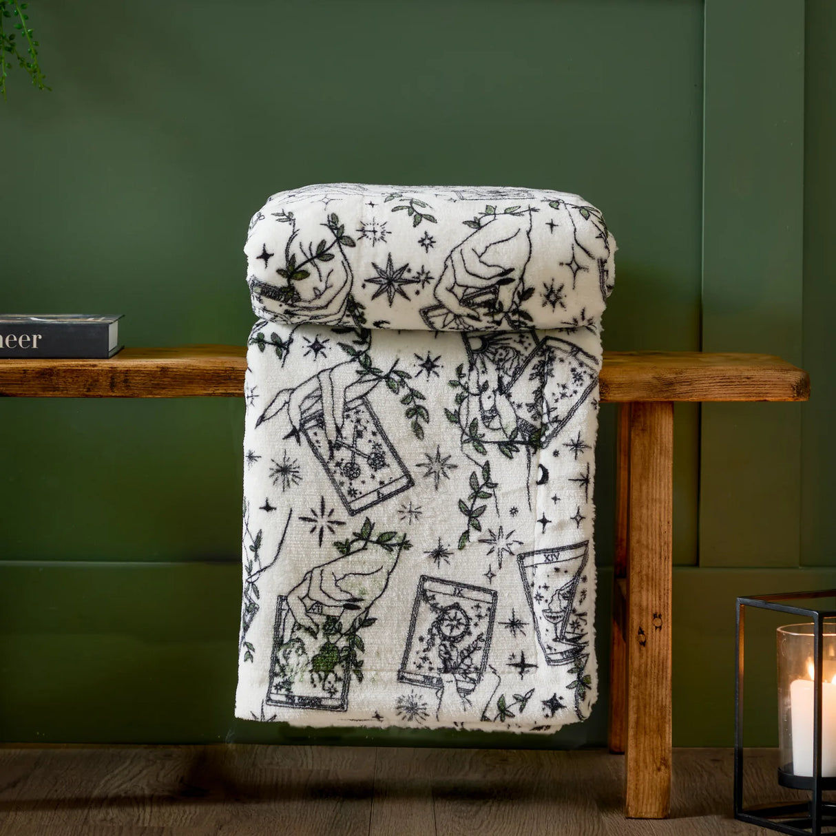 Celestial Stories Printed Sherpa Fleece Throw Green 130 x 180cm - image 1