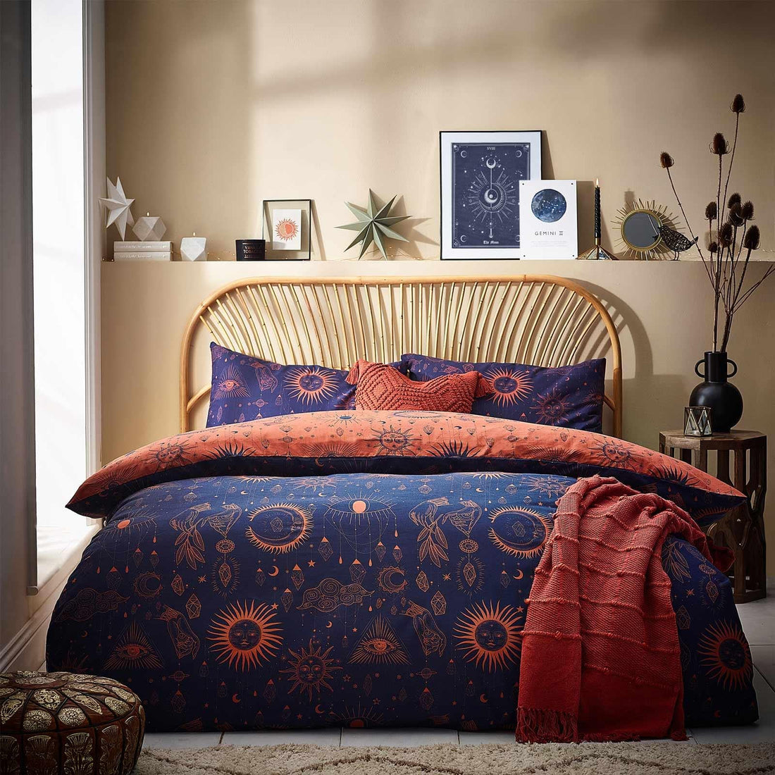 Constellation Celestial Bronze & Navy Duvet Cover Bedding Set