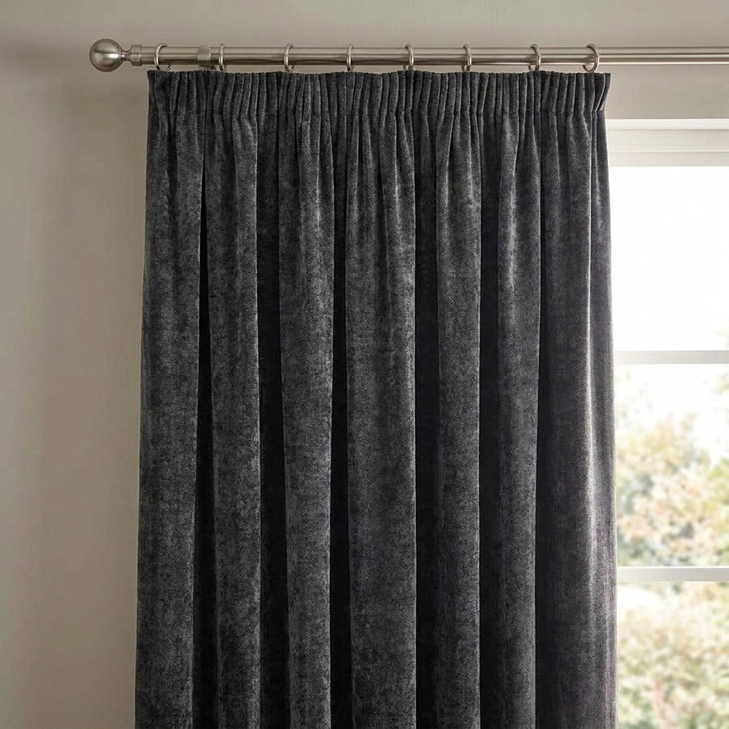 Heavy Chenille Lined Tape Top Pencil Pleat Curtains 5