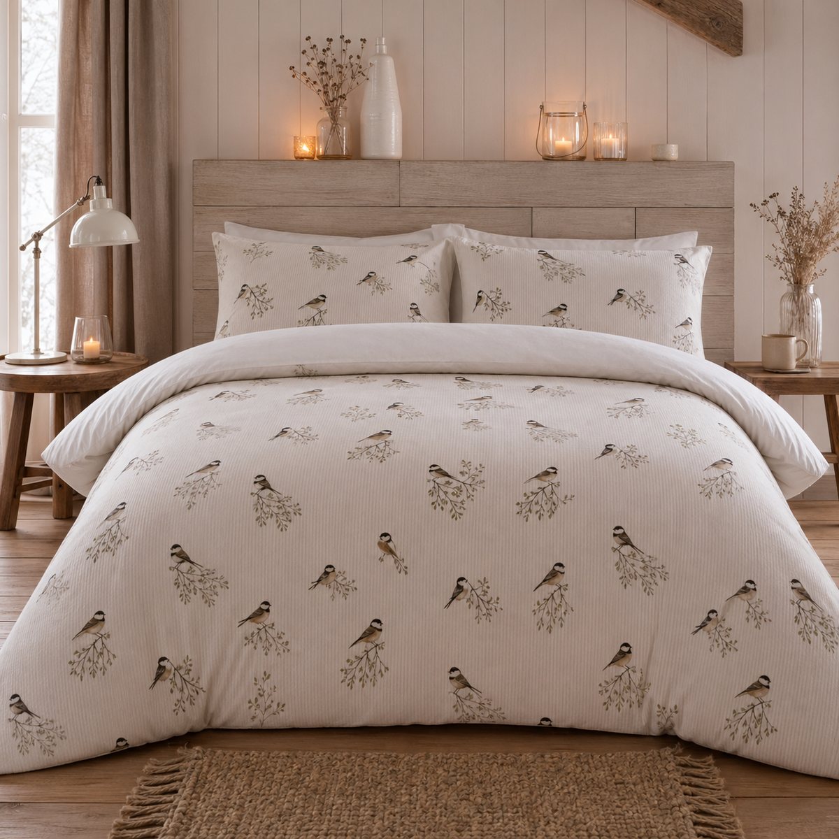 Check Flannelette Duvet Cover Set Brushed Cotton styled on a bed in a coordinated bedroom lifestyle scene
