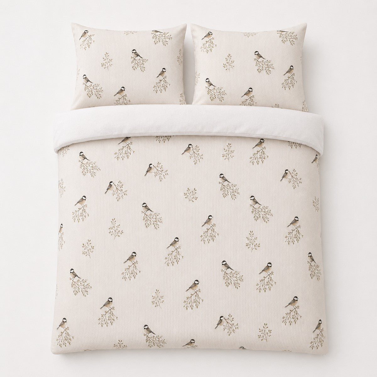 Overhead flat lay of the Check Flannelette Duvet Cover Set Brushed Cotton with two matching pillowcases