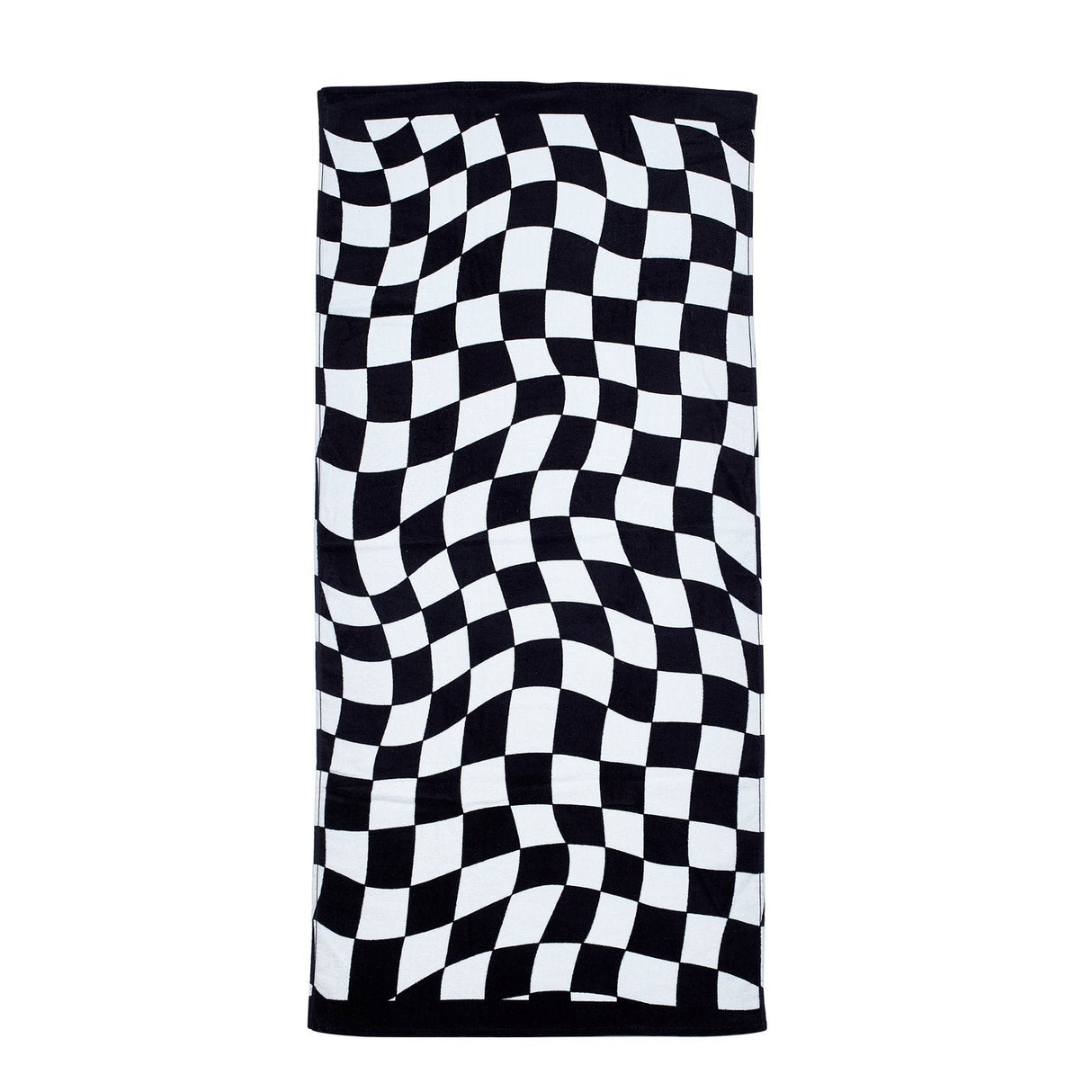 Catherine Lansfield Checkerboard 76x160cm Cotton Beach Towel Black White Black / White