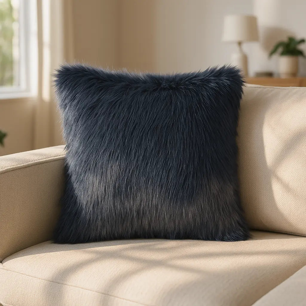 Chelsea Fur Blue Cushion Cover and Filled Cushion 45cm x 45cm