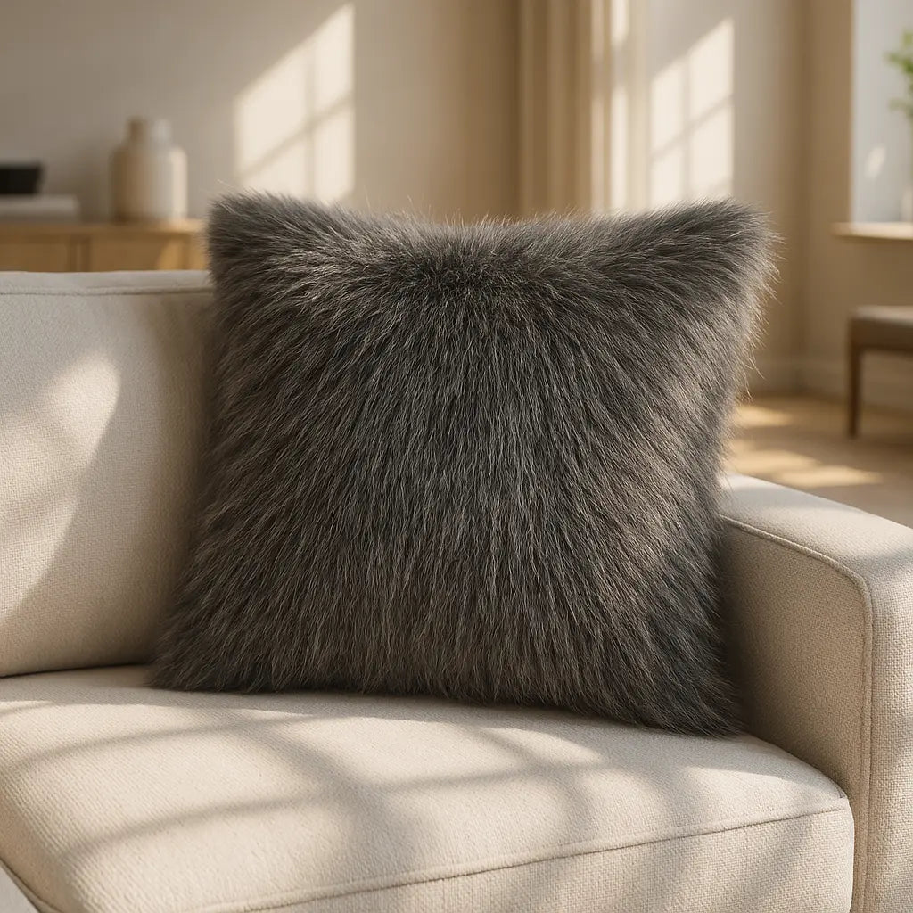 Chelsea Fur Grey Cushion Cover and Filled Cushion 45cm x 45cm