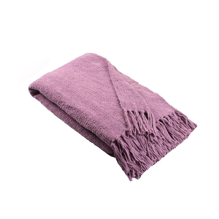 Chenille Fringed Throw Heather - Ideal