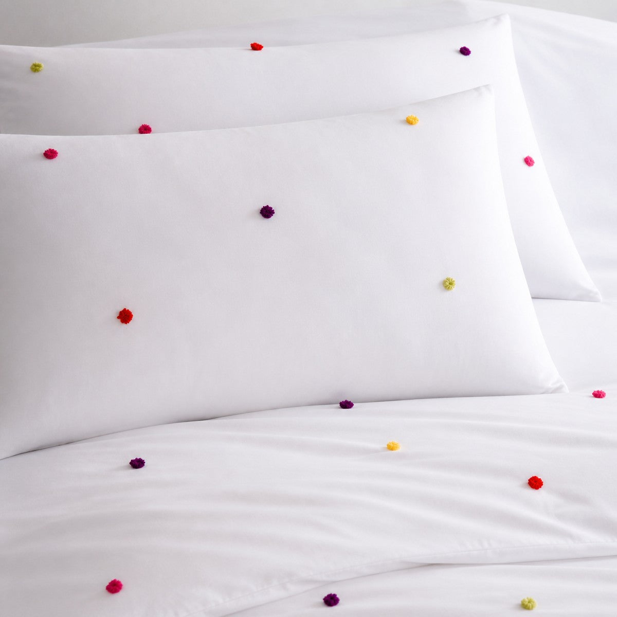 Close-up of Chester Kids 100% Cotton Duvet Cover Set in multi pillowcases showing the print and fabric detail