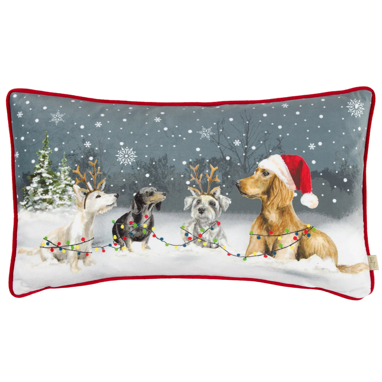 Christmas Dogs Printed Cushion Cover Multicolour 30 x 50cm - image 2