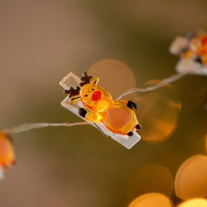 Christmas Reindeer 10 Dewdrop Peg Lights - Ideal