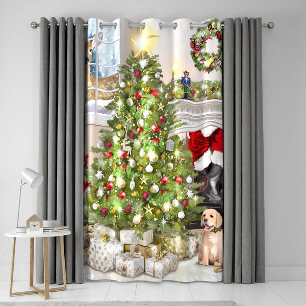 Christmas Tree Eyelet Curtain Panel - Ideal