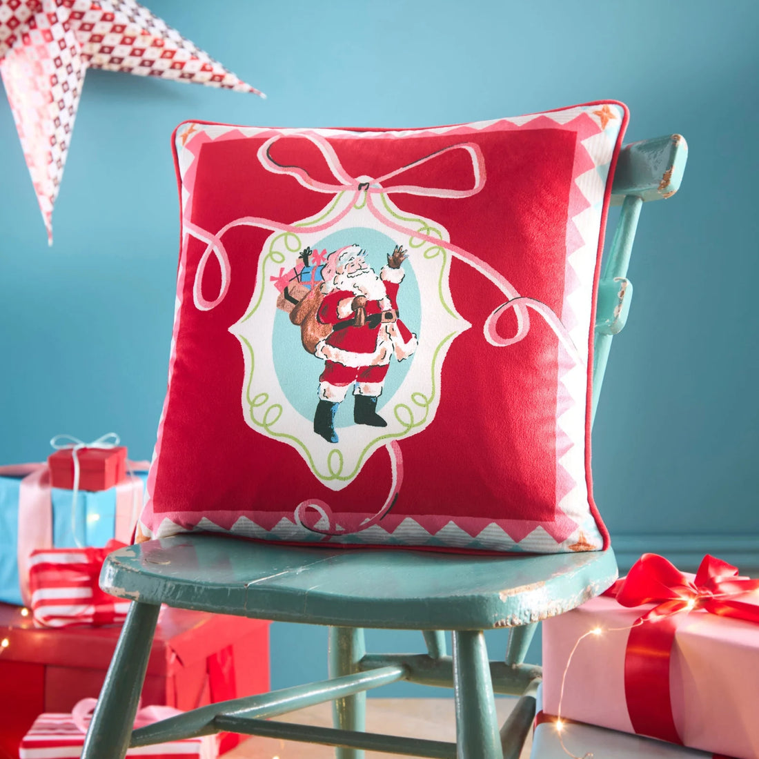 Christmas Vintage Frames Red Cushion 43 x 43cm