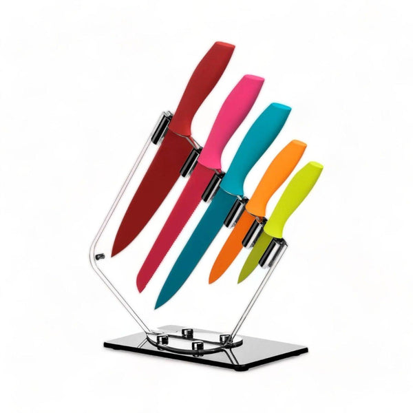 Colourful 5 Piece Knife Clear Block Set - Ideal