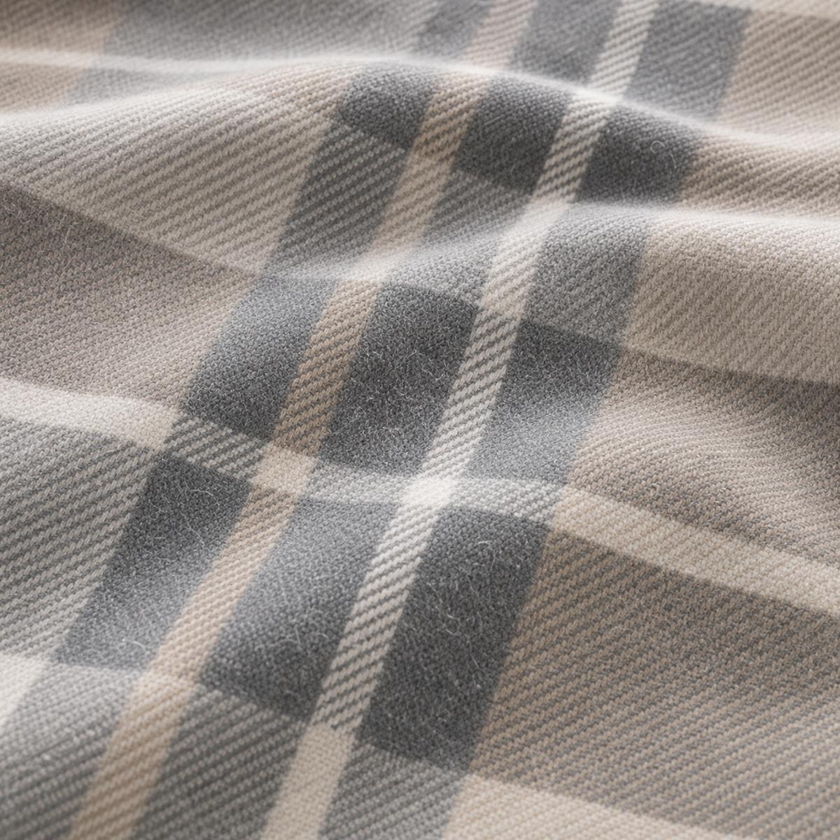 Macro close-up of the soft grey and neutral Colville Check brushed cotton flannelette fabric