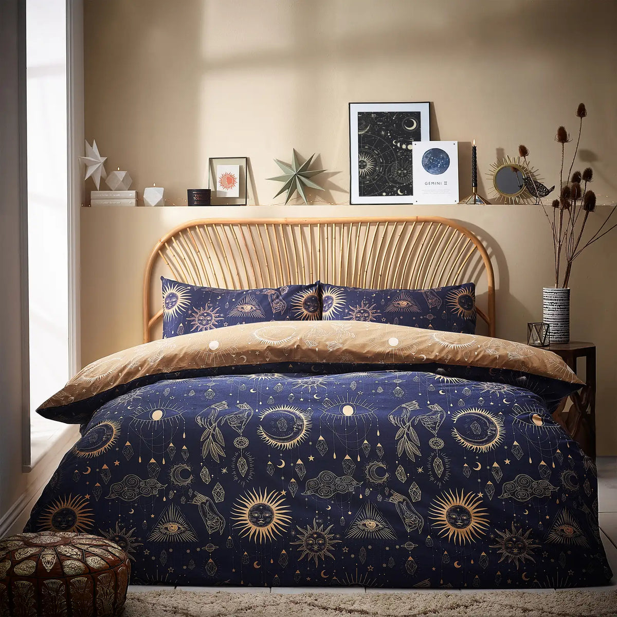 Constellation Celestial Gold & Navy Duvet Cover Bedding Set - additional product view 1