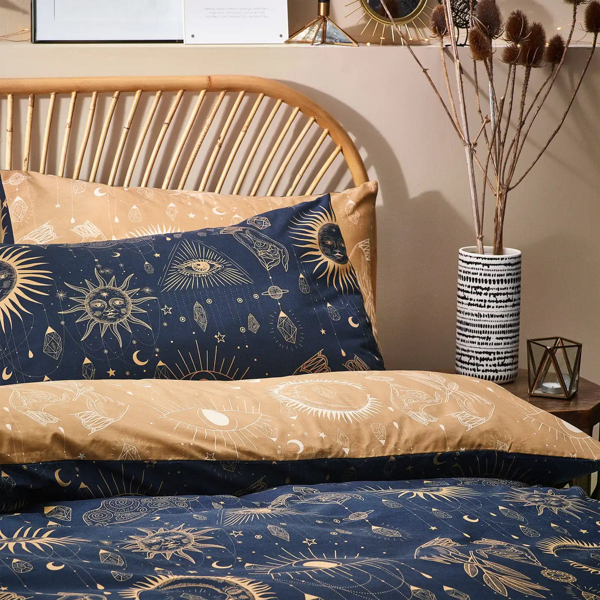 Constellation Celestial Gold & Navy Duvet Cover Bedding Set - additional product view 2