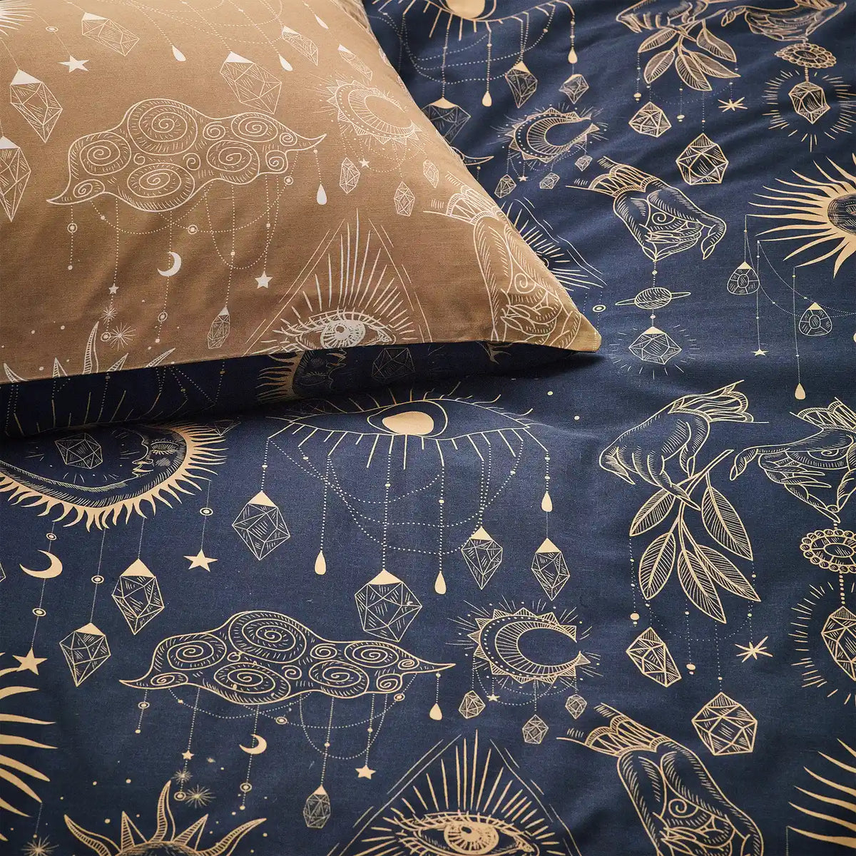 Constellation Celestial Gold & Navy Duvet Cover Bedding Set - additional product view 3