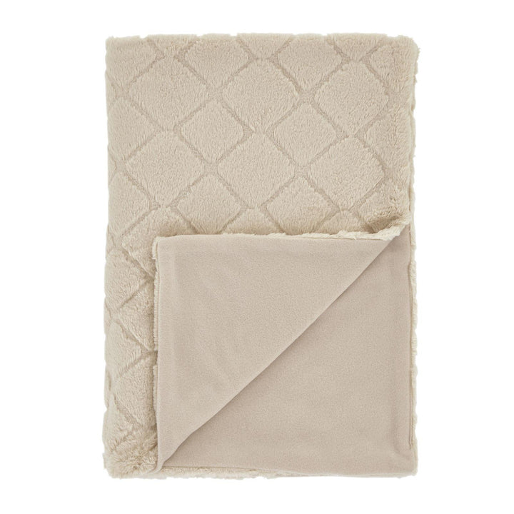 Cosy Diamond Faux Fur Throw Natural - Ideal