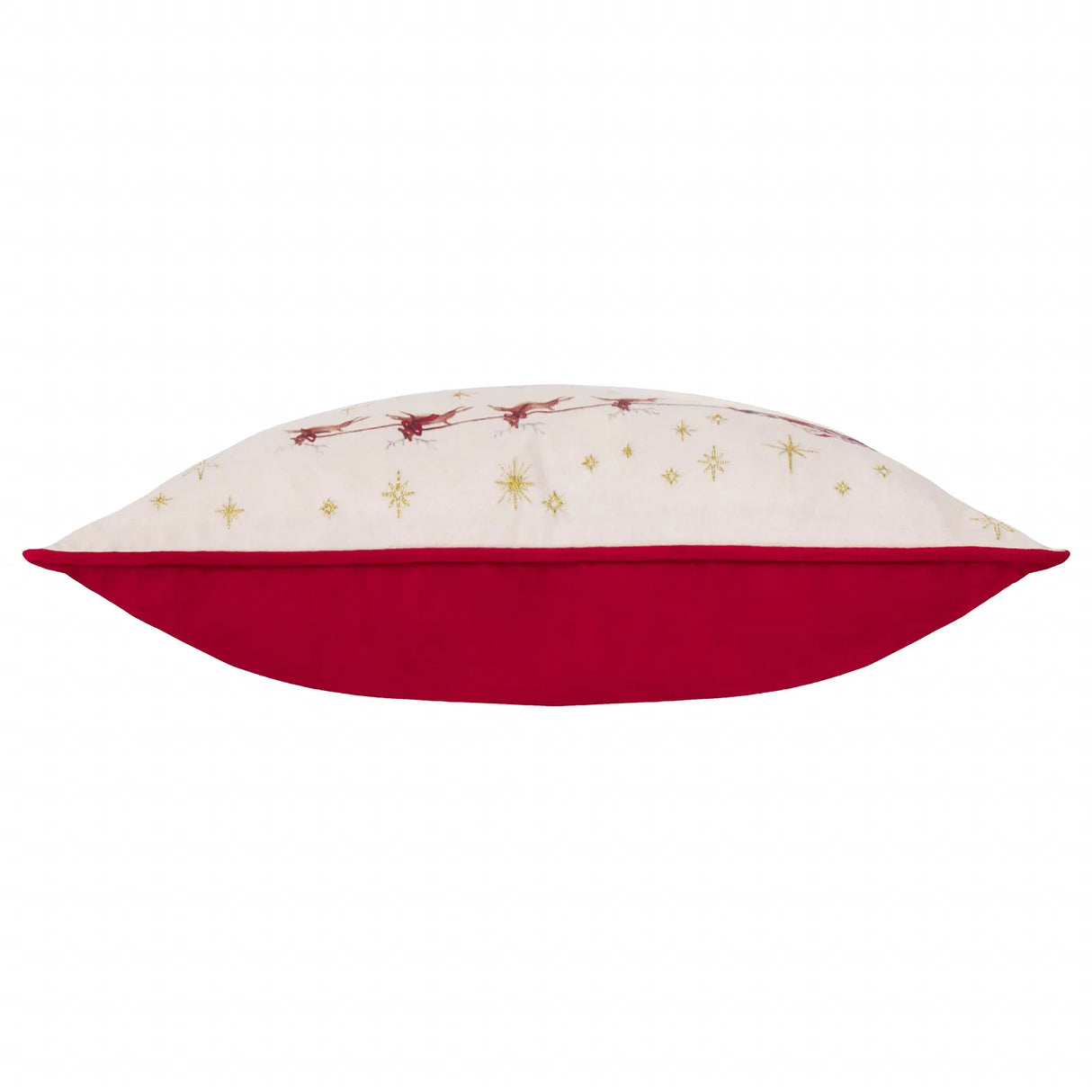 Cotswold Christmas Embroidered Velvet Cushion Cover Cream/Burgundy 30 x 50cm - image 4