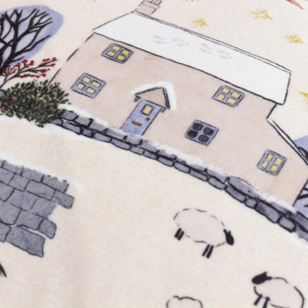 Cotswold Christmas Embroidered Velvet Cushion Cover Cream/Burgundy 30 x 50cm - image 5