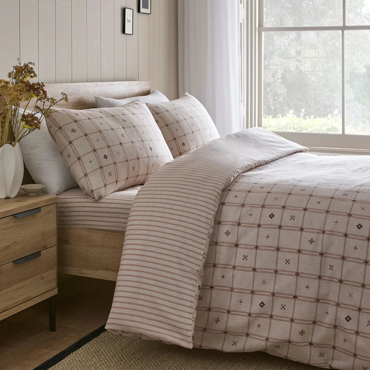 Cottage Stripe Natural 100% Cotton 28cm Deep Fitted Sheet - product image 2